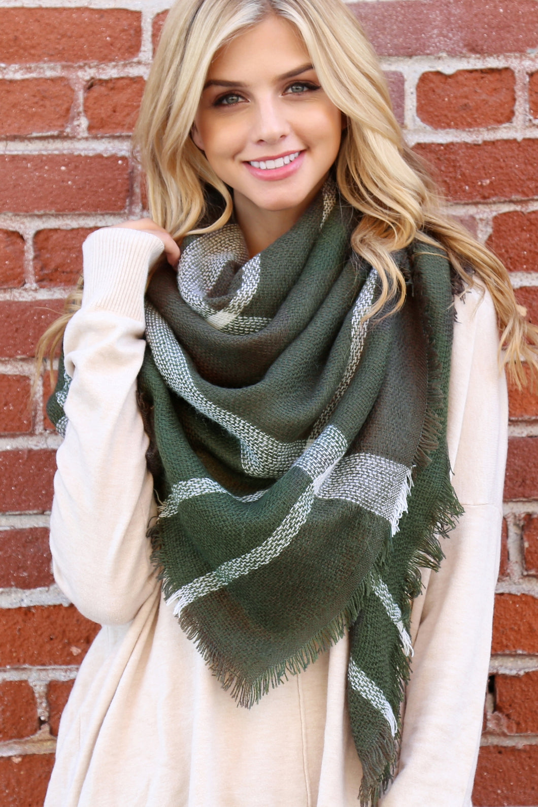 Blanket Scarf-Olive